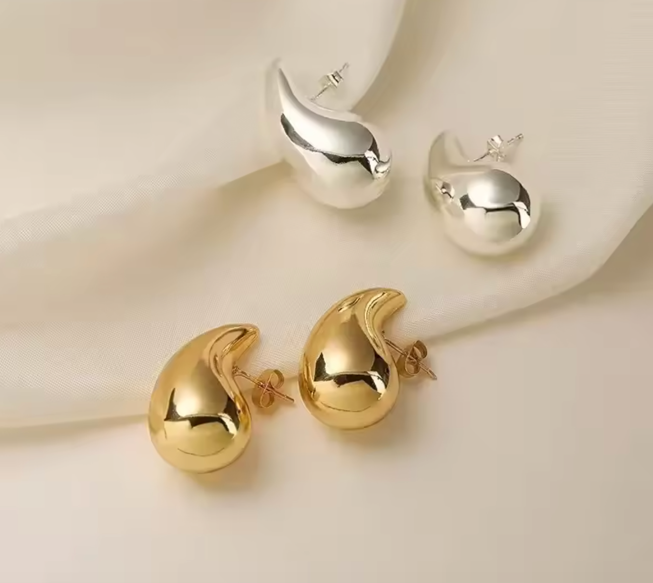 925 Sterling Silver Gold-Plated Teardrop Earrings