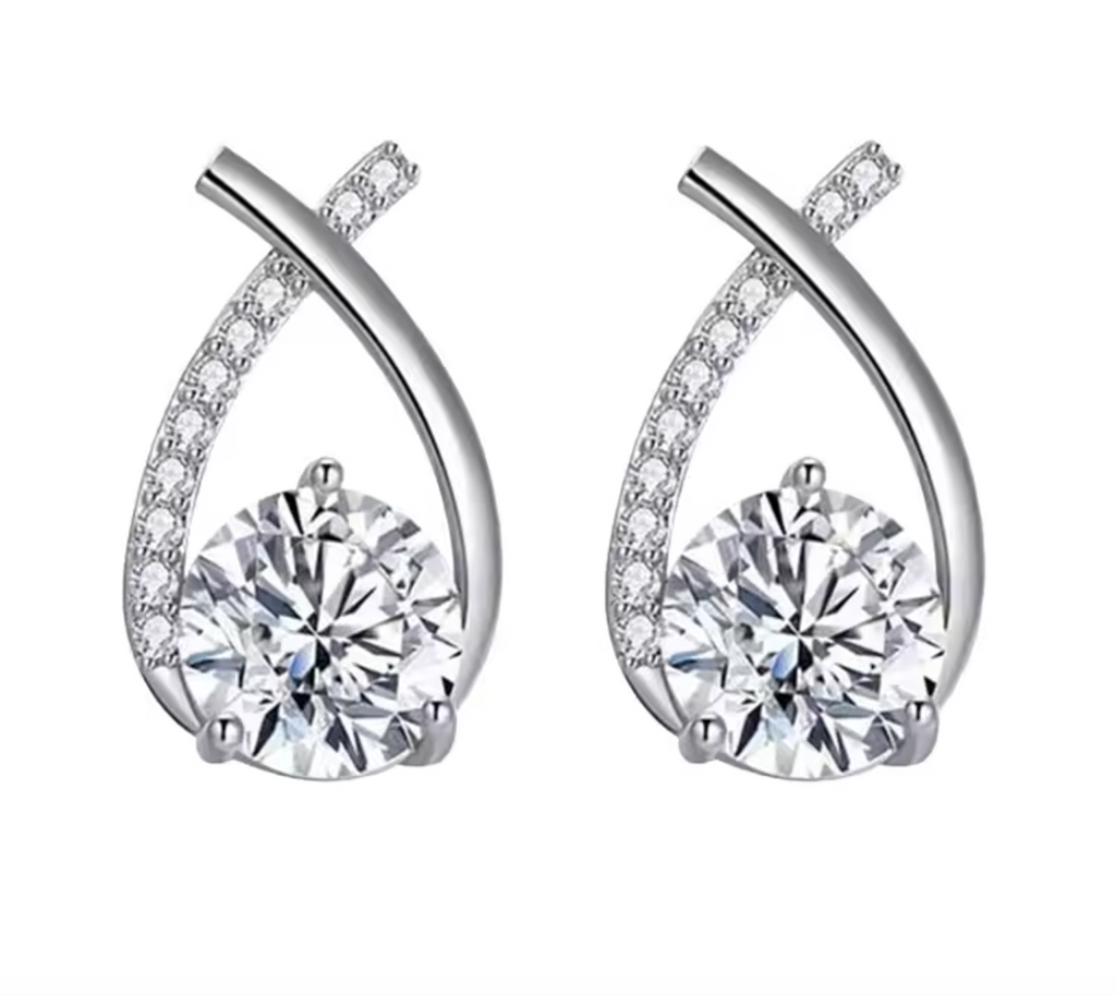 Elegant Crystal Cross Stud Earrings