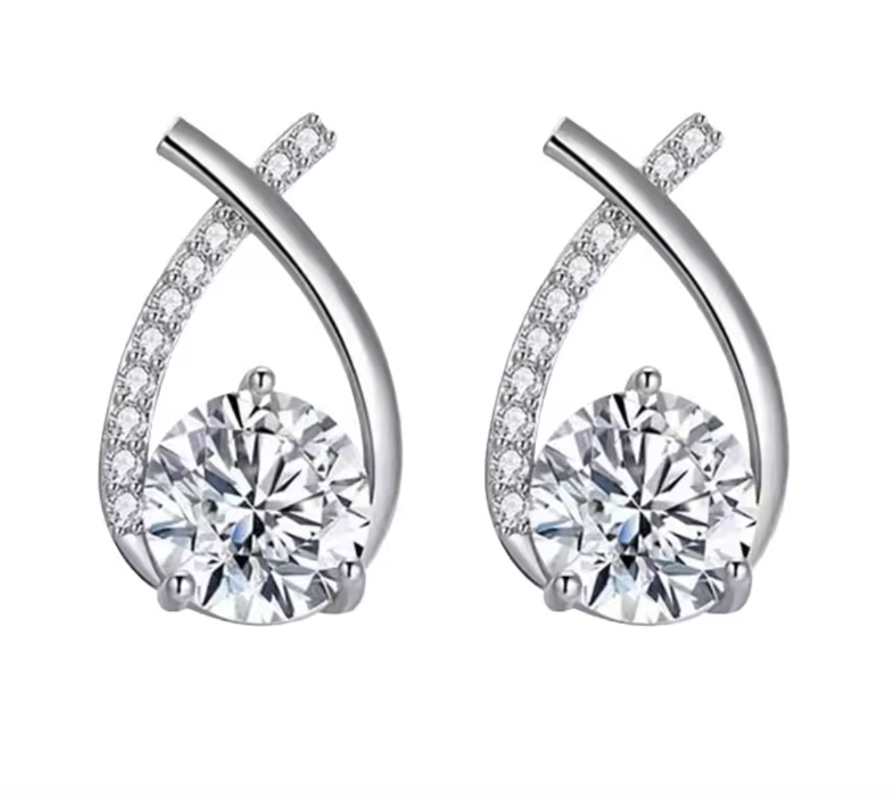 Elegant Crystal Cross Stud Earrings