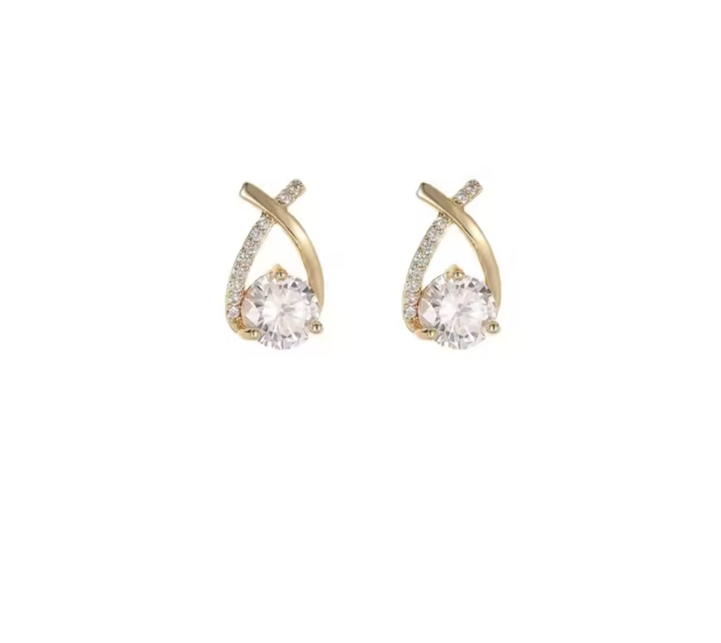 Elegant Crystal Cross Stud Earrings