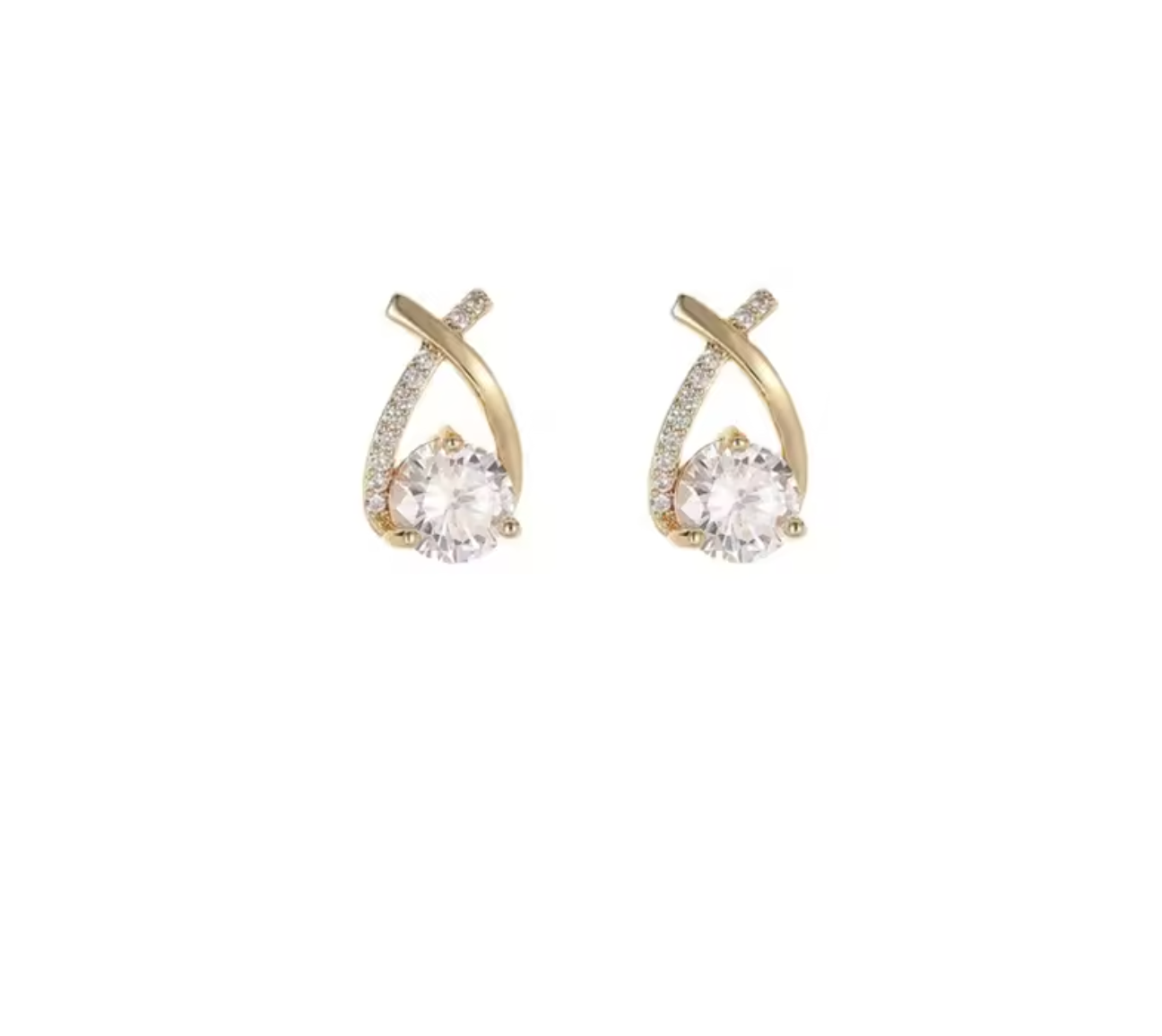 Elegant Crystal Cross Stud Earrings