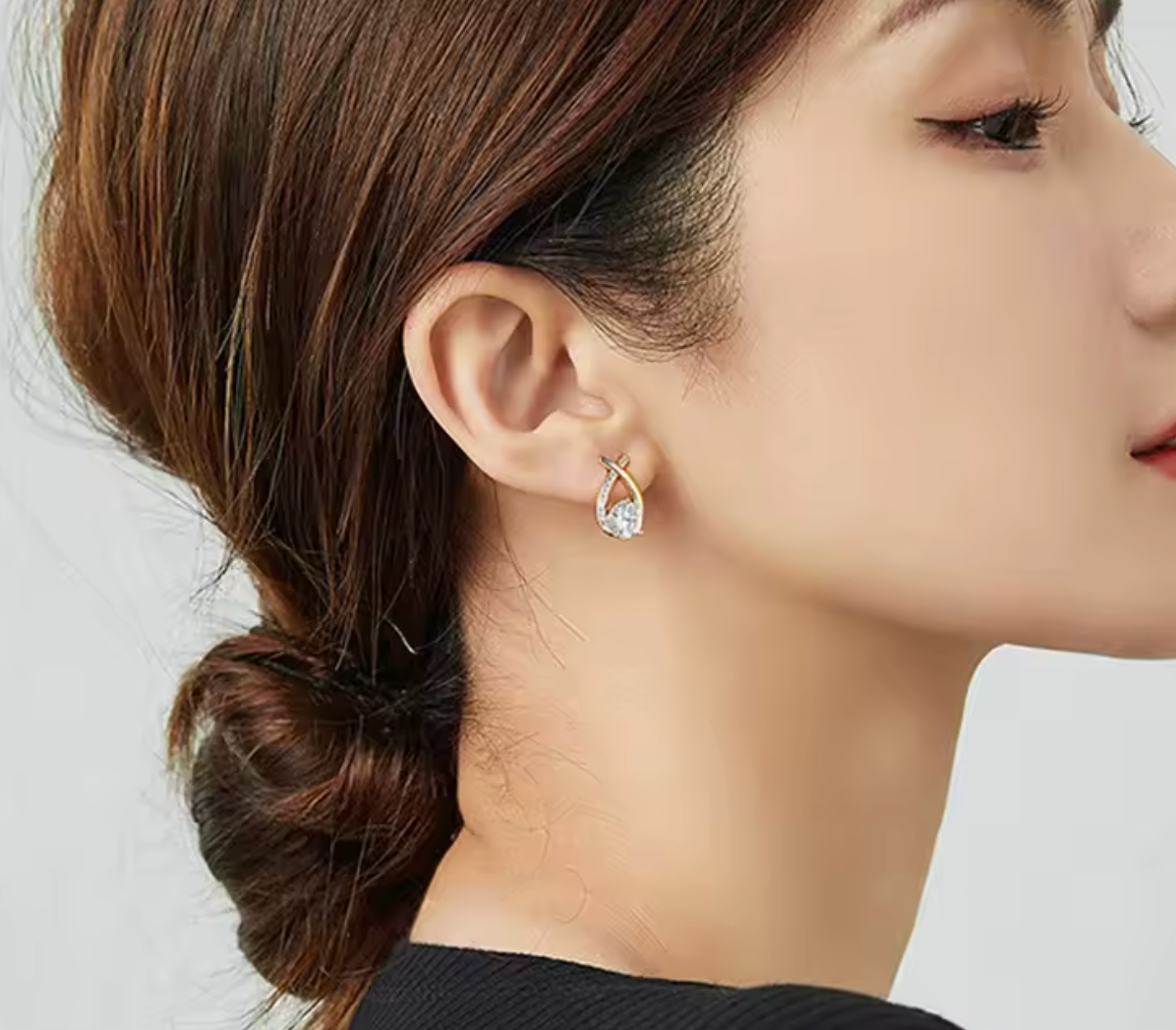 Elegant Crystal Cross Stud Earrings