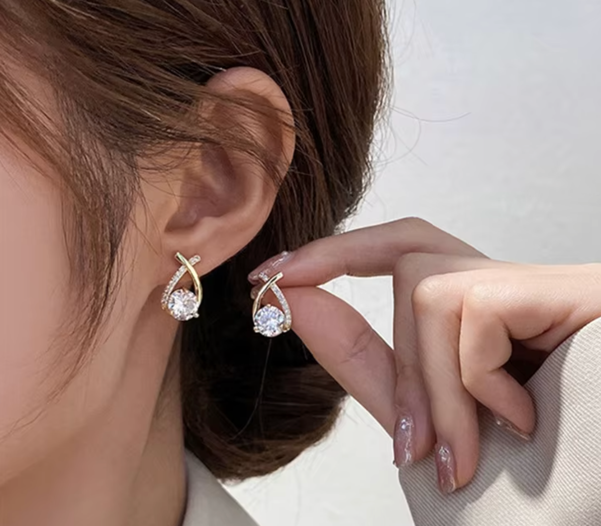 Elegant Crystal Cross Stud Earrings