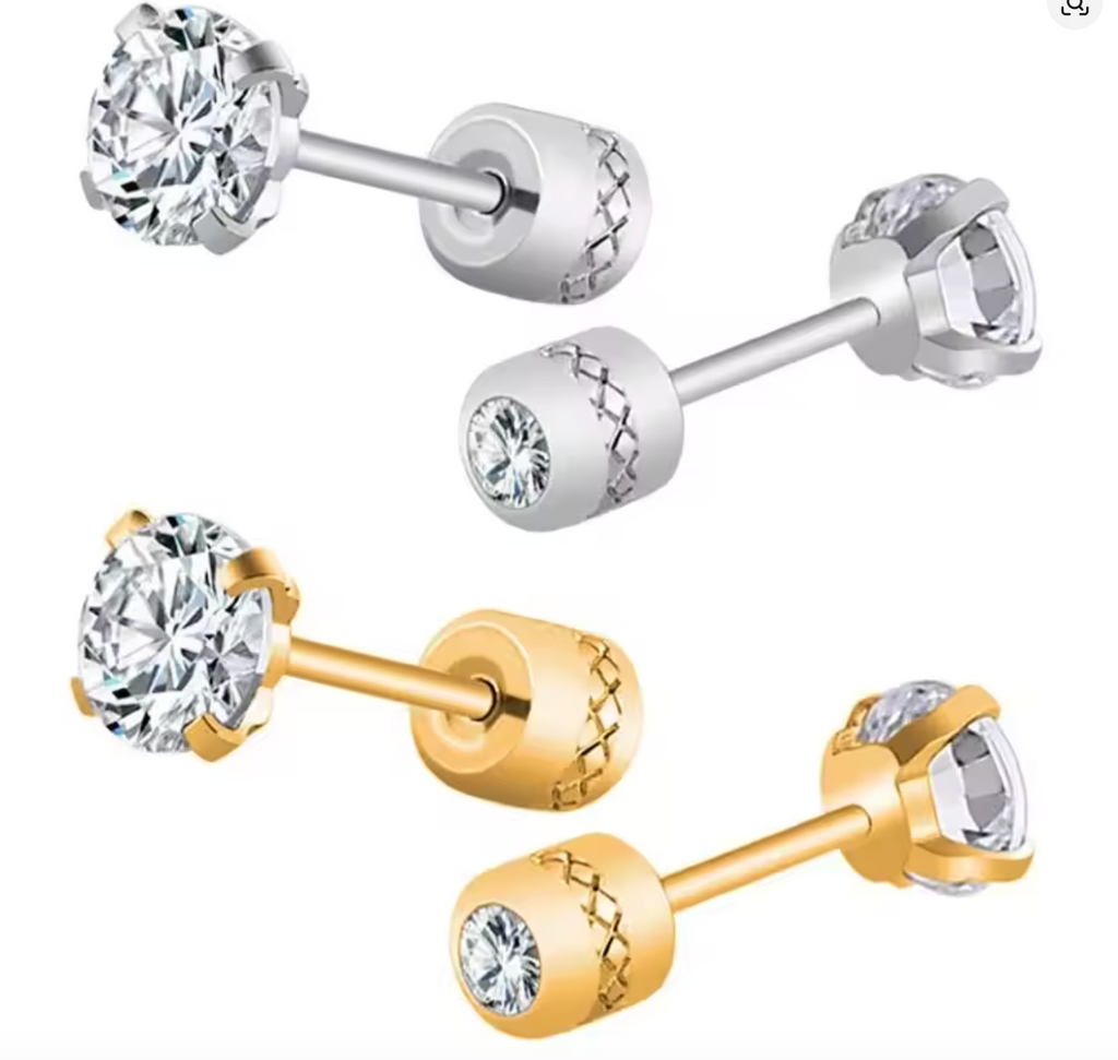 Stainless Steel Crystal Stud Earrings
