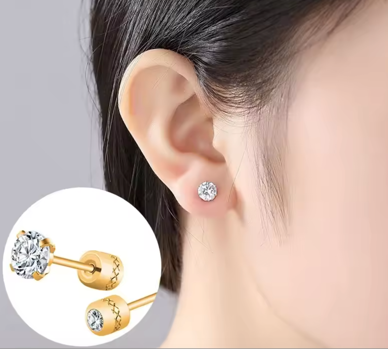 Stainless Steel Crystal Stud Earrings