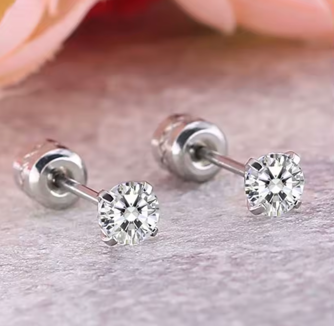 Stainless Steel Crystal Stud Earrings