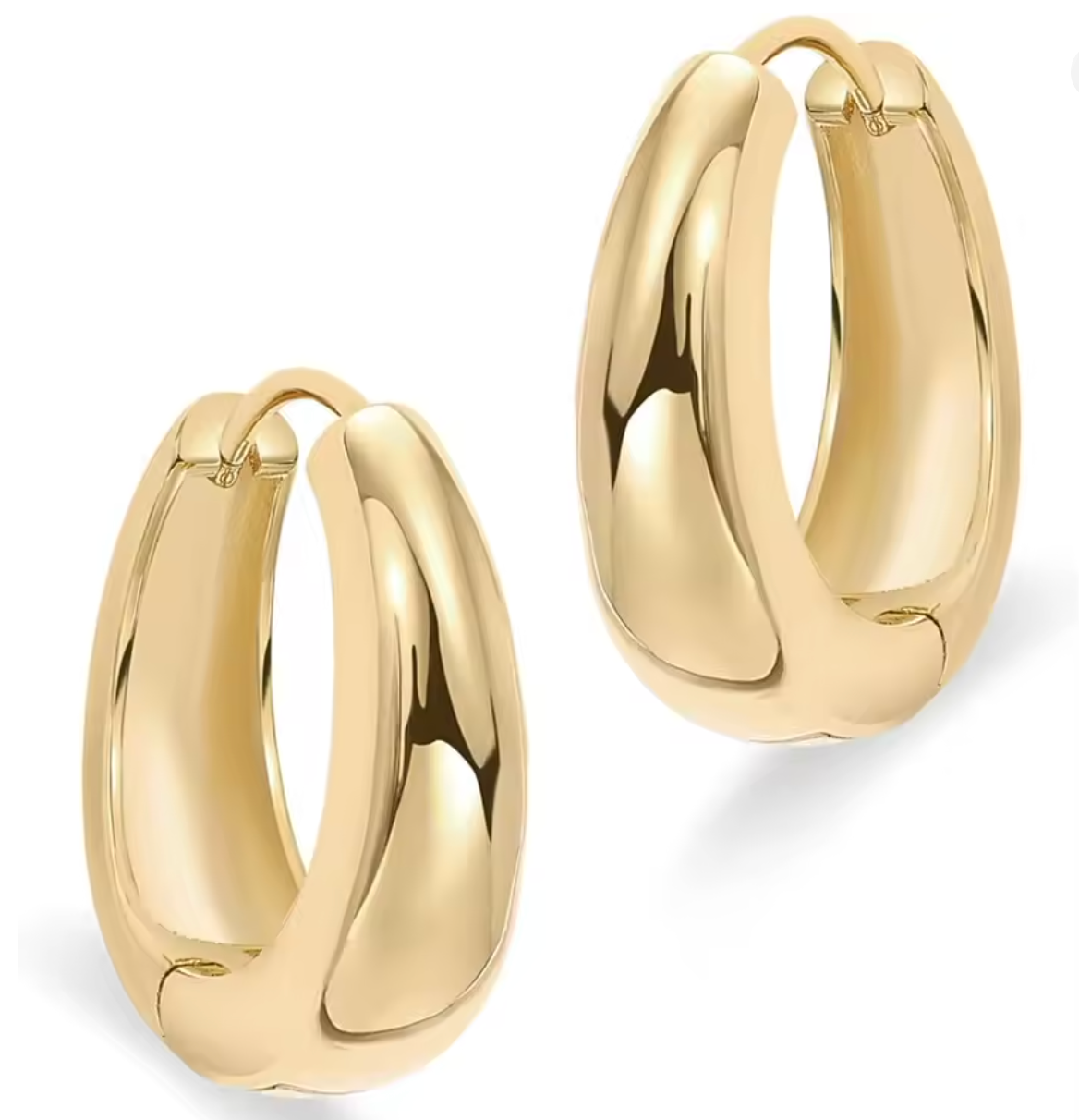 14K Gold-Plated Sterling Silver Chunky Hoops