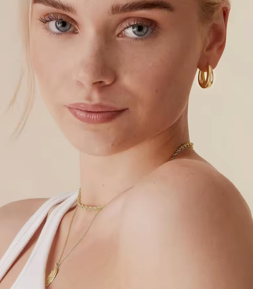 14K Gold-Plated Sterling Silver Chunky Hoops