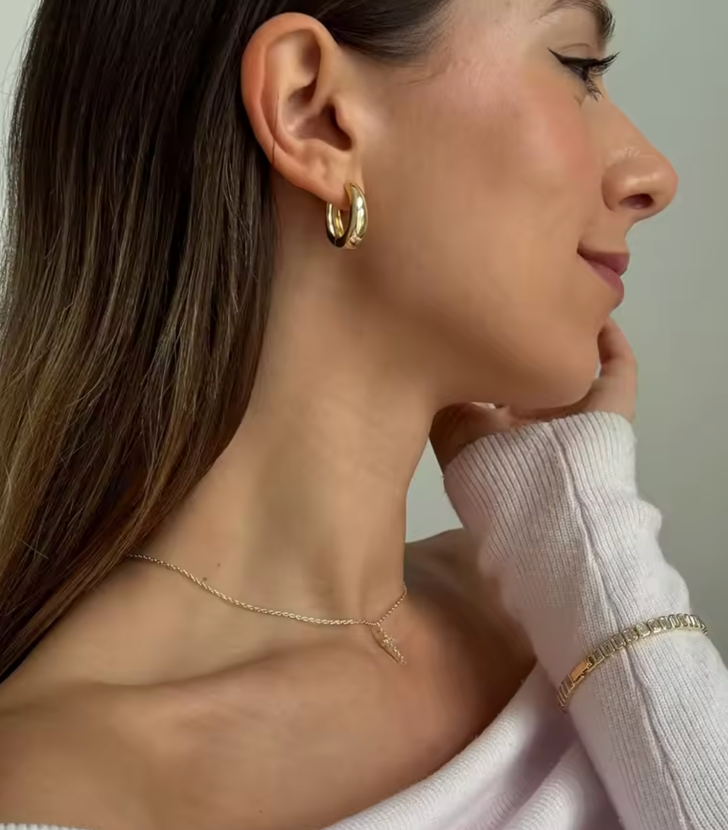 14K Gold-Plated Sterling Silver Chunky Hoops
