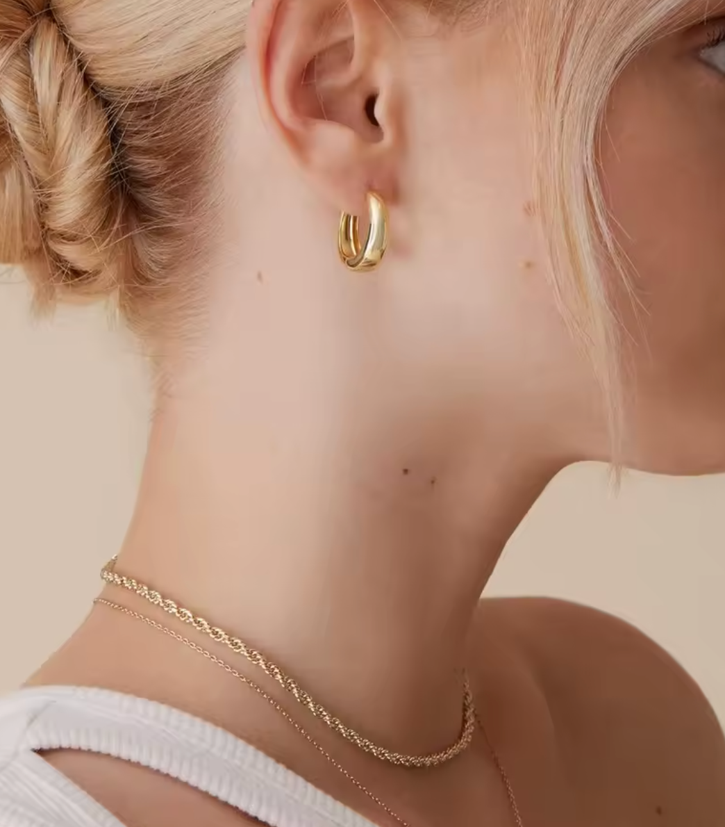 14K Gold-Plated Sterling Silver Chunky Hoops