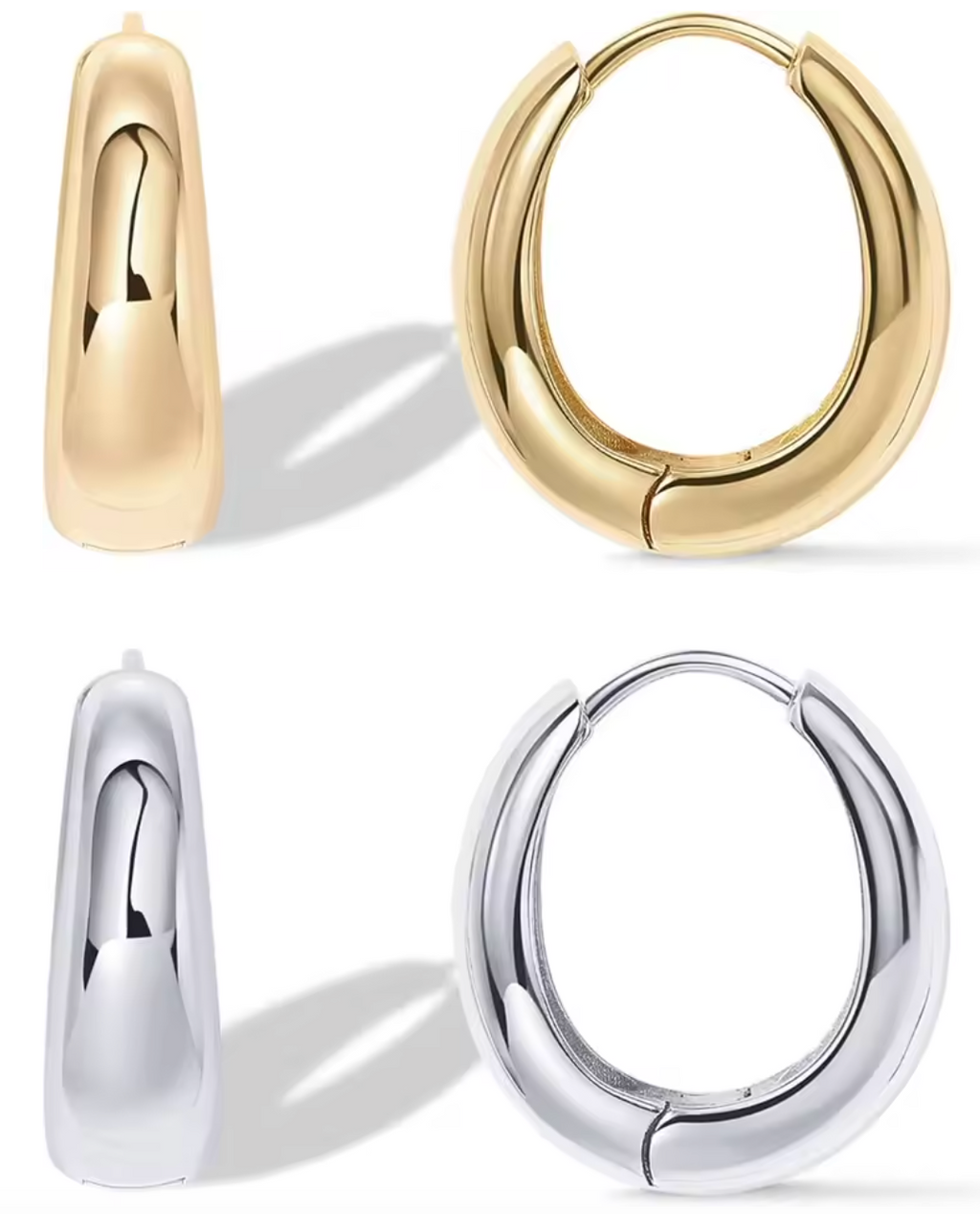 14K Gold-Plated Sterling Silver Chunky Hoops