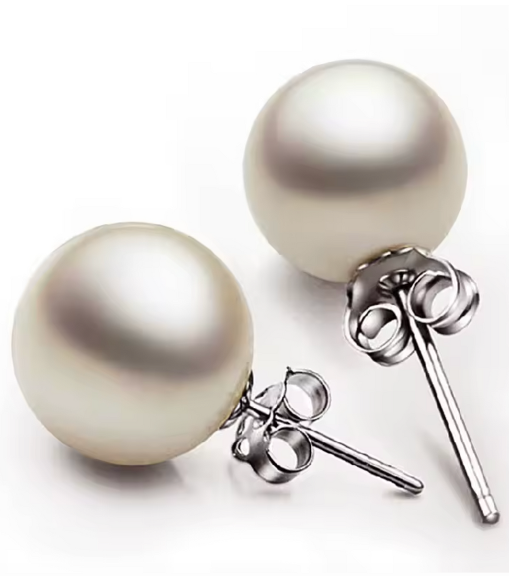 925 Silver White Pearl Stud Earrings