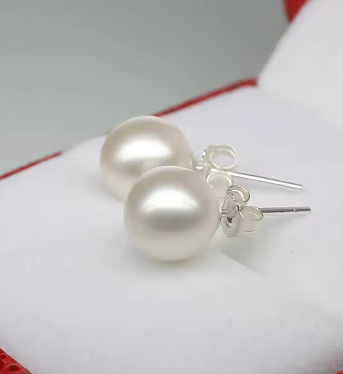 925 Silver White Pearl Stud Earrings