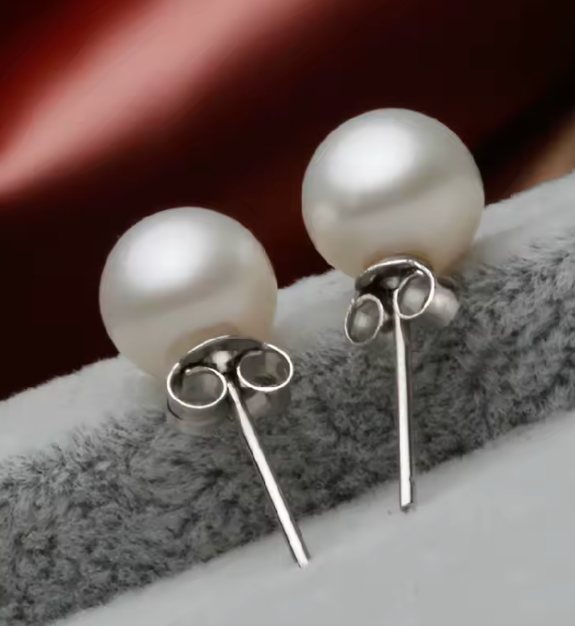 925 Silver White Pearl Stud Earrings