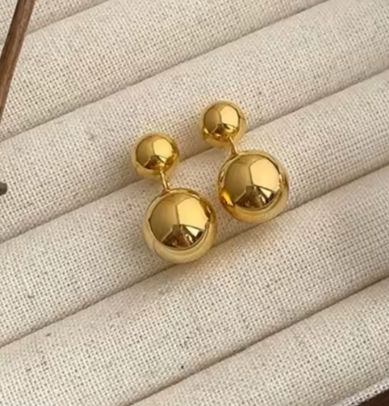 Stainless Steel Metal Ball Dangle Earrings