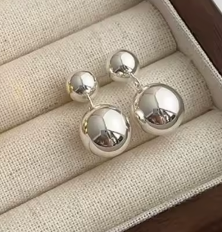 Stainless Steel Metal Ball Dangle Earrings