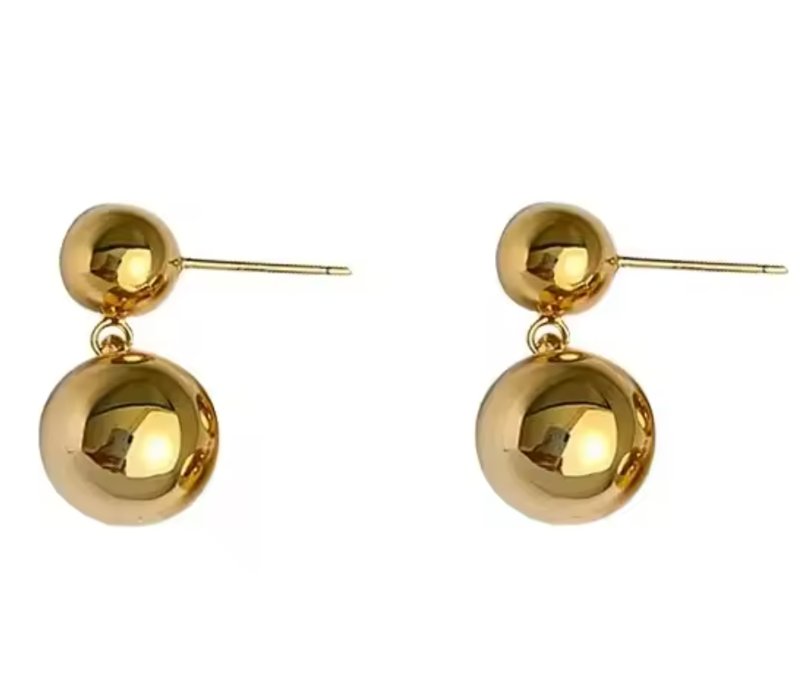 Stainless Steel Metal Ball Dangle Earrings