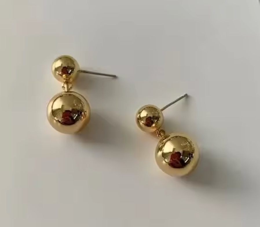 Stainless Steel Metal Ball Dangle Earrings