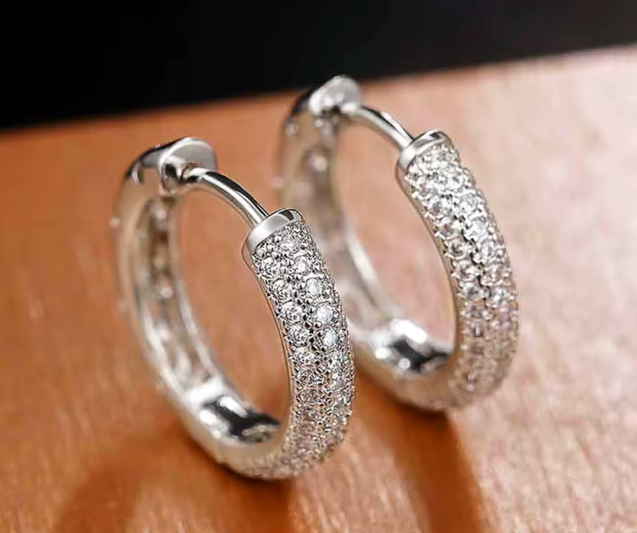 Silver CZ Hoop Earrings for Women