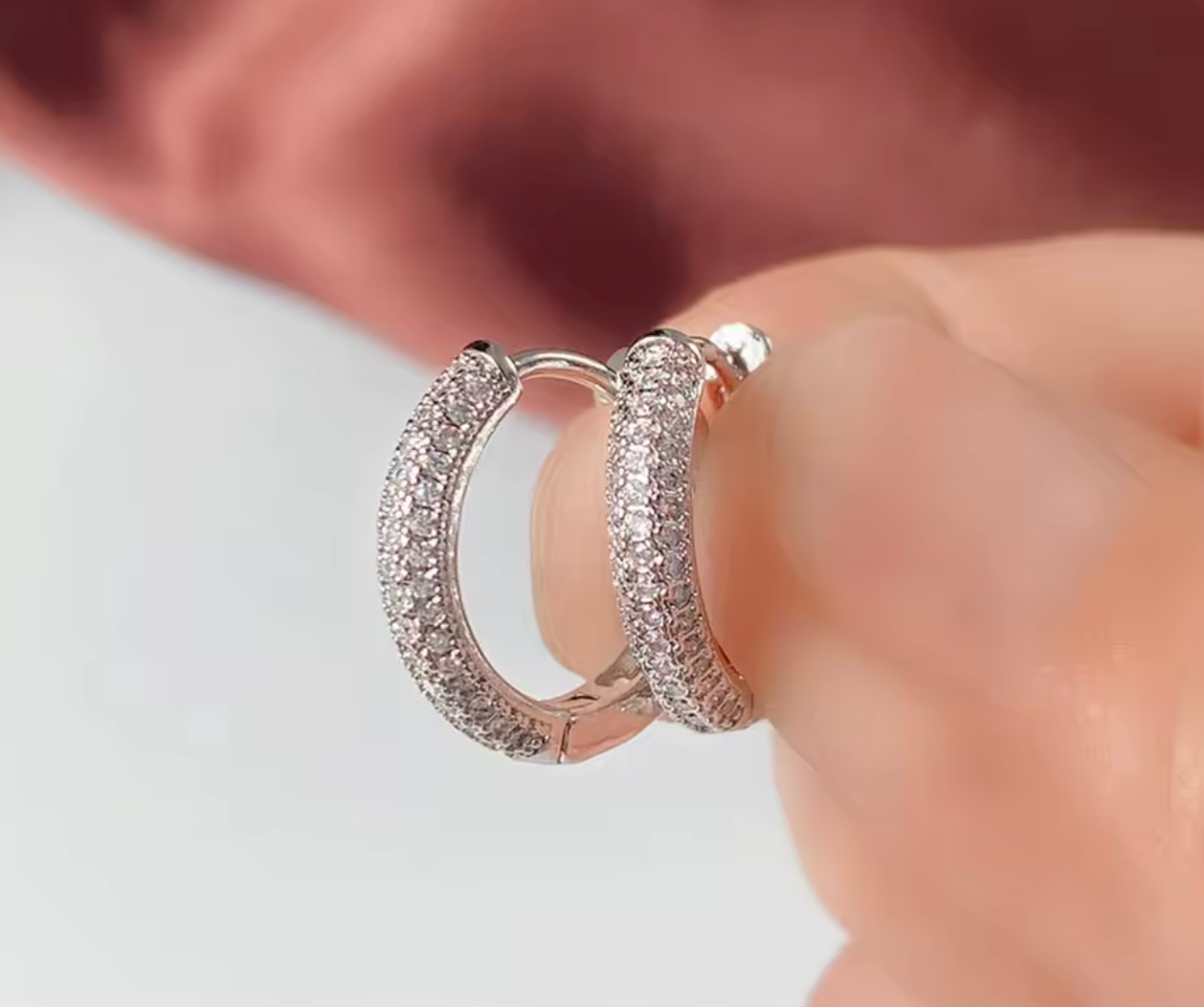 Silver CZ Hoop Earrings for Women