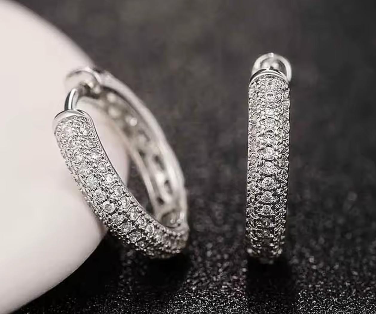Silver CZ Hoop Earrings for Women