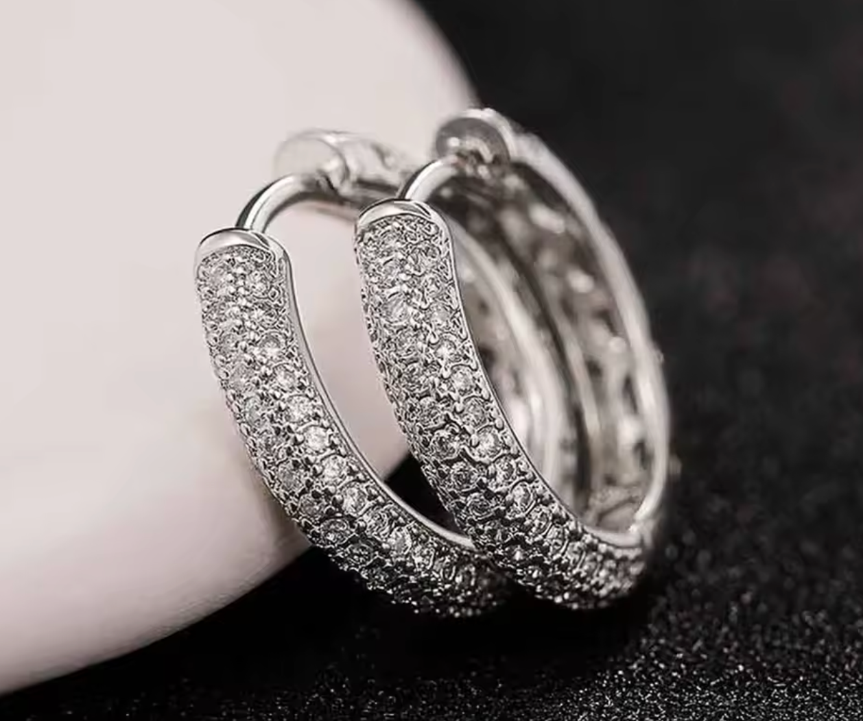 Silver CZ Hoop Earrings for Women