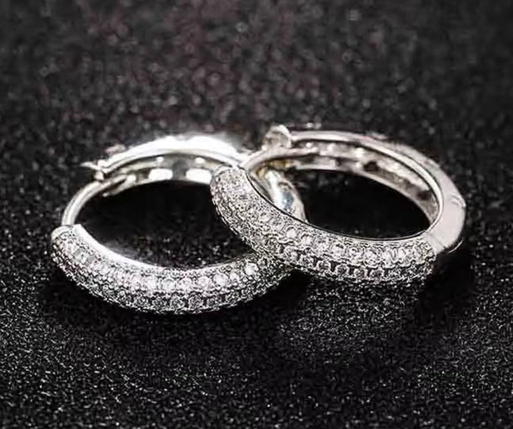 Silver CZ Hoop Earrings for Women