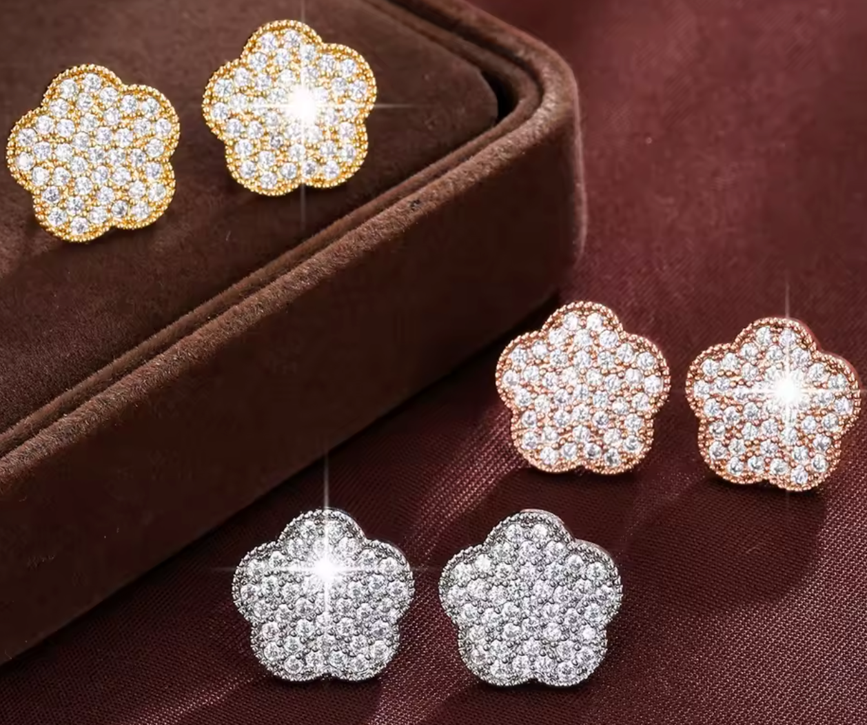Elegant White Zircon Stud Earrings