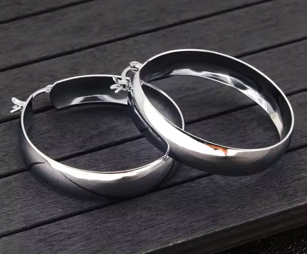 Minimalist Silver C-Shape Hoop Earrings