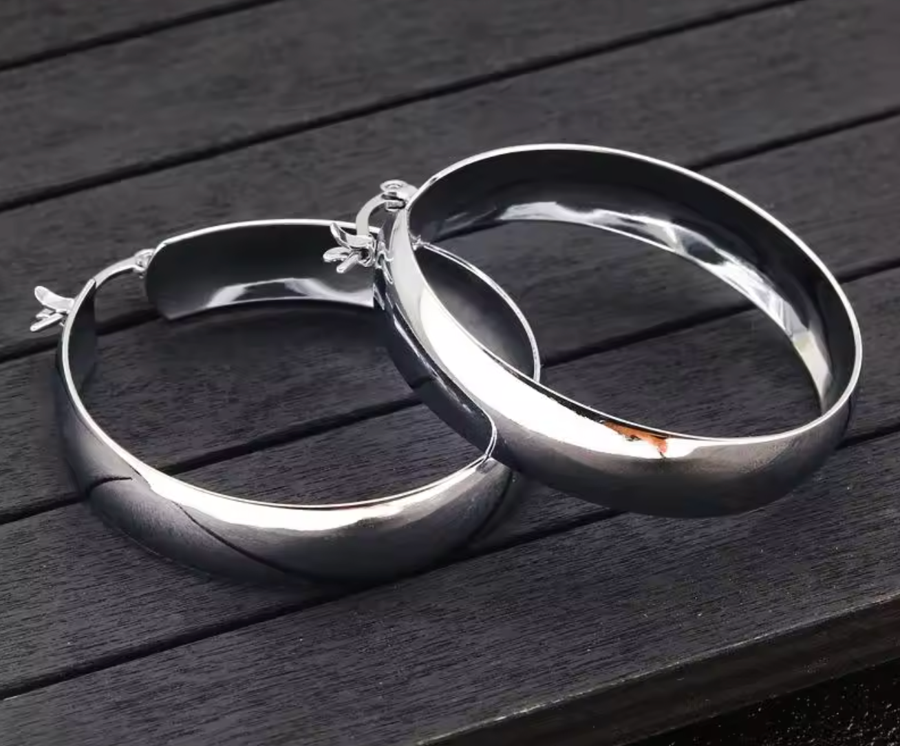 Minimalist Silver C-Shape Hoop Earrings