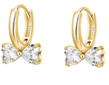 Sterling Silver CZ Bow Huggie Hoop Earrings